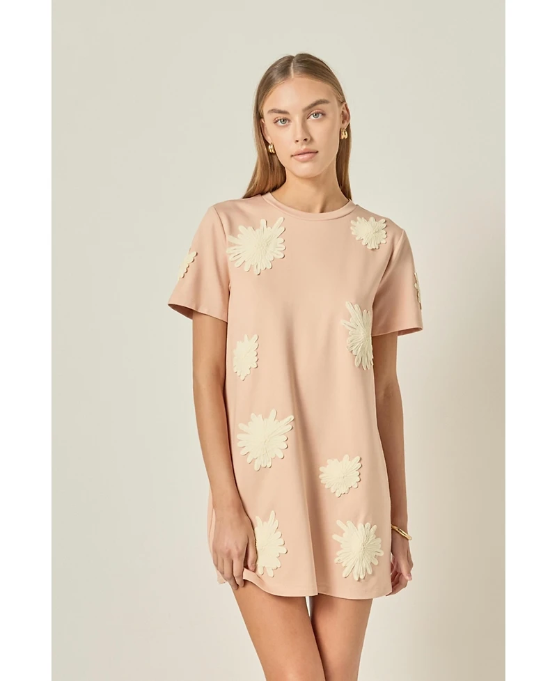 English Factory Women's T-Shirt Dress With Flower Details