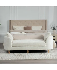Streamdale Furniture Modern Upholstered End of Bed Bench with Armrests and Bolsters