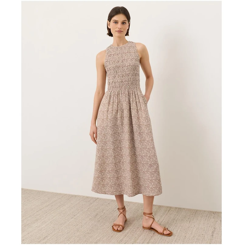 Pact Women's Organic Cotton Coastal Double Gauze Smocked Dress