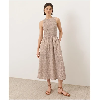 Pact Women's Organic Cotton Coastal Double Gauze Smocked Dress