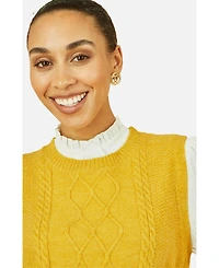 Yumi Women's Cable Knit Sleeveless Jumper