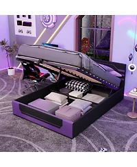 Streamdale Furniture Queen Size Hydraulic Storage Gaming Bed Frame, Cyberpunk Design
