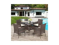 Mondawe Outdoor 5 Pieces Dining Table Set with 1 Table and 4 Single Sofas