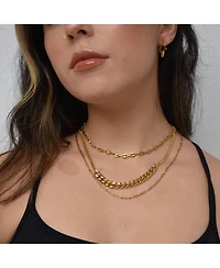 Rebl Jewelry Georgena Coffee Bean Link Necklace in Stainless Steel