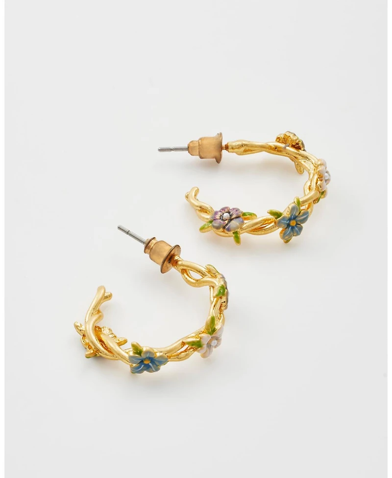 Fable England Gold Wildflower Hoop Earrings