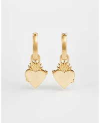 Fable England Gold Sacred Heart Huggie Earrings