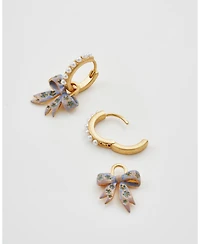 Fable England Gold Forget Me Not Bow Huggie Earrings