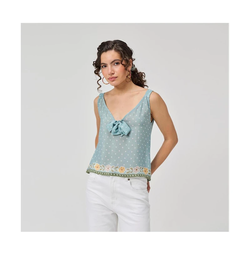 Reistor Women's Bow Bemberg Tie Cami Top