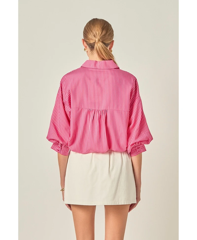 English Factory Women's Striped Ballon Sleeves Shirt