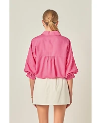 English Factory Women's Striped Ballon Sleeves Shirt