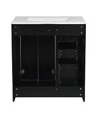 Phying 30Inch Bathroom Vanity with Ceramic Sink Combo Solid Wood Frame Bathroom Storage Cabinet Set with 3 Drawers and Soft Closing Doors