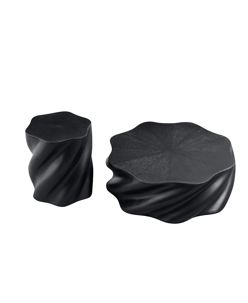 Streamdale Furniture 35" Round Petal-Shape Fluted Drum Coffee Table, Fiberglass