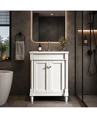 Phying 24 Inch Modern Bathroom Vanity with Top Sink 2 Tier Large Storage Shelf Single Sink , Home Hotel Small Bathroom Decor