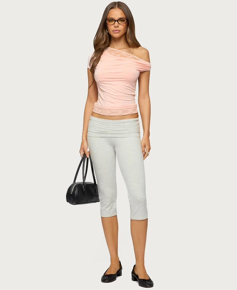 Edikted Women's Lacey Layered Off Shoulder Top