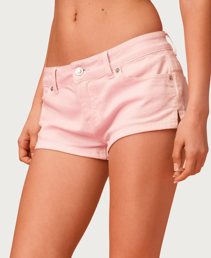Edikted Womens Barbie Low Rise Denim Micro Shorts
