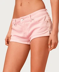 Edikted Womens Barbie Low Rise Denim Micro Shorts