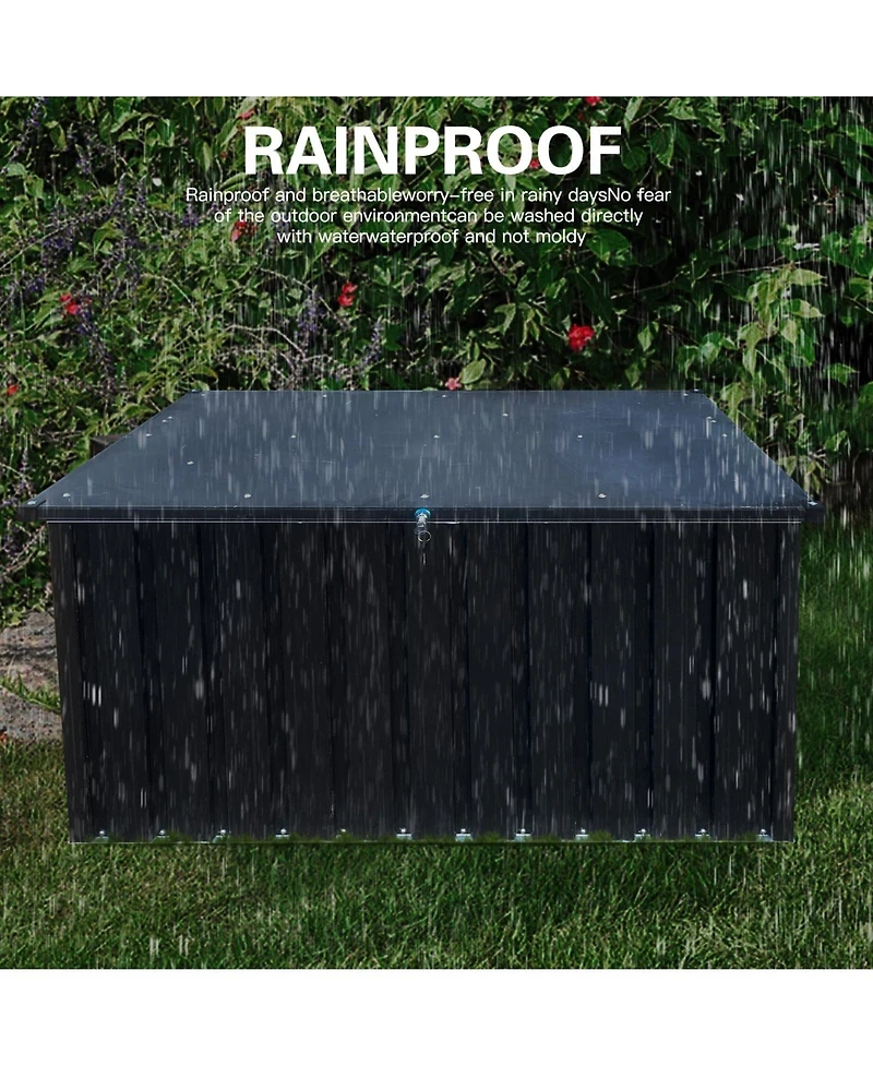 Mondawe Outdoor Metal Storage Box, 161 Gallon Deck Box for Patio Garden Storage