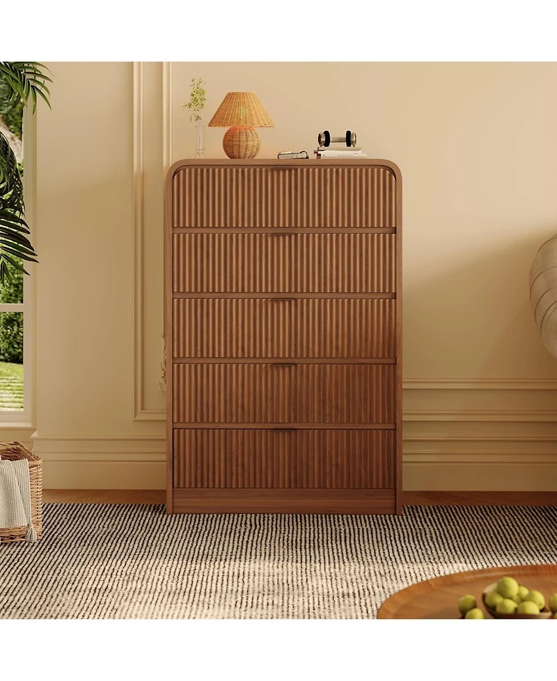 gaomon Modern Fluted Dresser with 5 Drawers