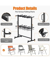 Aecojoy Folding Chair Rack, Dolly Chair Cart for 84 Chairs or 12 Tables, Heavy Duty 1080LBS Weight Capacity Storage Rack with Swivel Wheels
