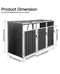 Mondawe Outdoor Metal Garbage Bin Shed for 3 Trash Cans
