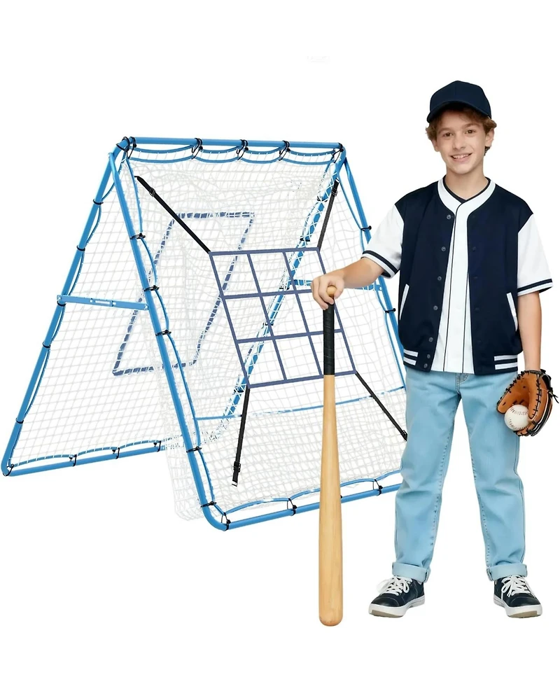 Xo 4x4.5 Ft Baseball Rebounder Net, Steel Frame Pitchback Trainer for Baseball Softball, Portable Backyard Practice Net
