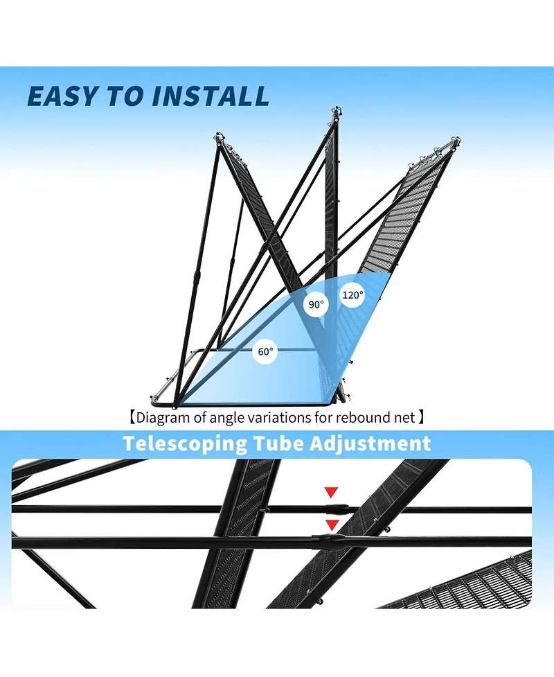 Xo Baseball Pitching Net and Rebounder, Dual-Sided Trainer with Strike Zone, Portable Baseball Softball Practice Net