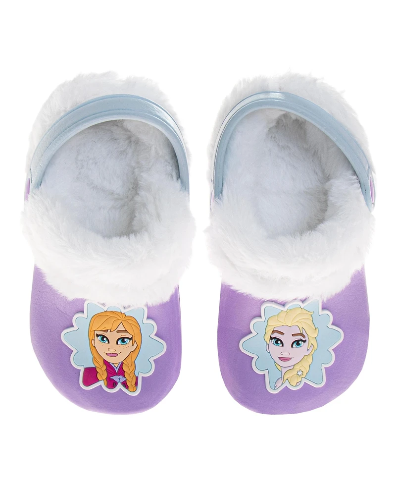 Disney Girls' Frozen Anna and Elsa Clogs Fuzzy, Fleece Lined, and Warm Garden Shoes