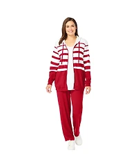 Woman Within Plus Striped Full Zip Jacket Set