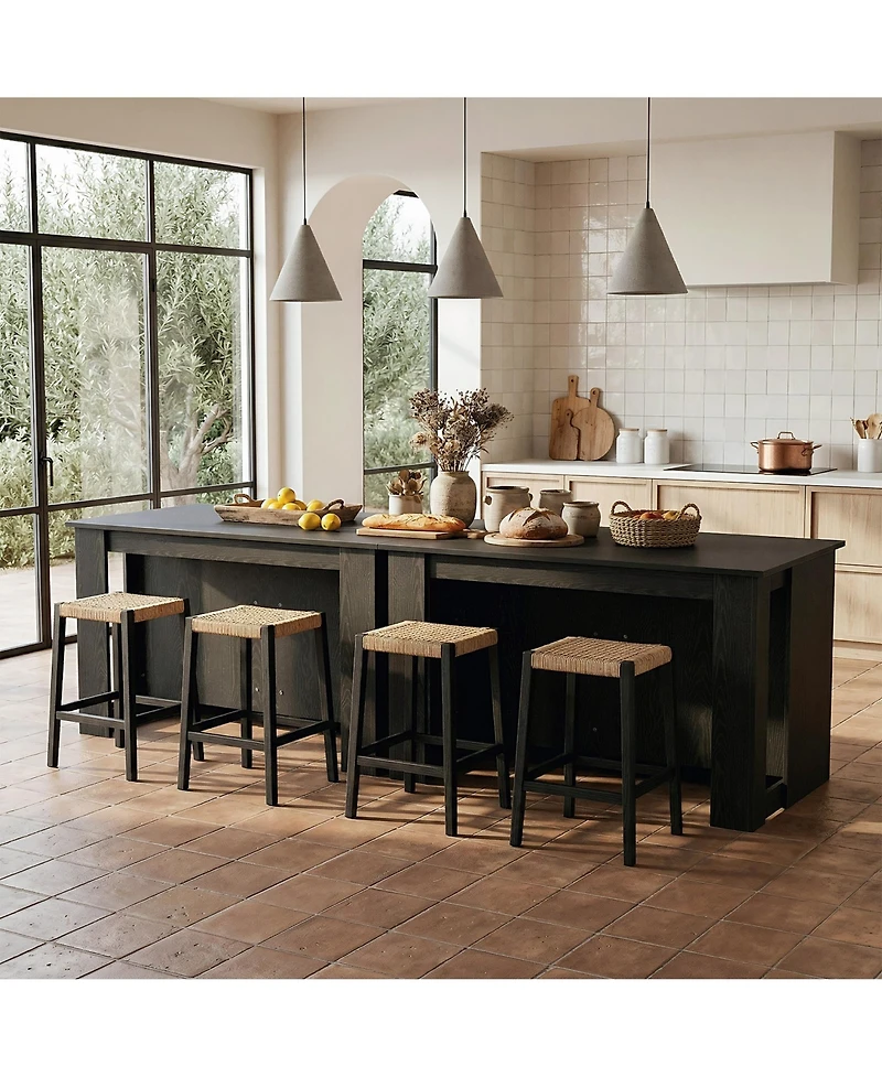 Tribesigns 55.12" Kitchen Island with 2-Tier Storage Shelves, Multifunctional Kitchen Island Table with Open Storage and Breakfast Bar