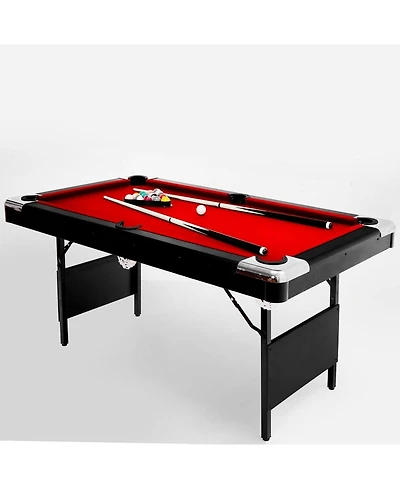 Xo 7FT Foldable Pool Table Set, Billiard Table with Full Accessories, Portable Game Table for Basement Family Game Room