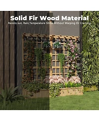 Xo 2-Tier Wooden Planter Box with Trellis, Elevated Raised Garden Bed with Roof and Drainage for Vegetables, Flowers
