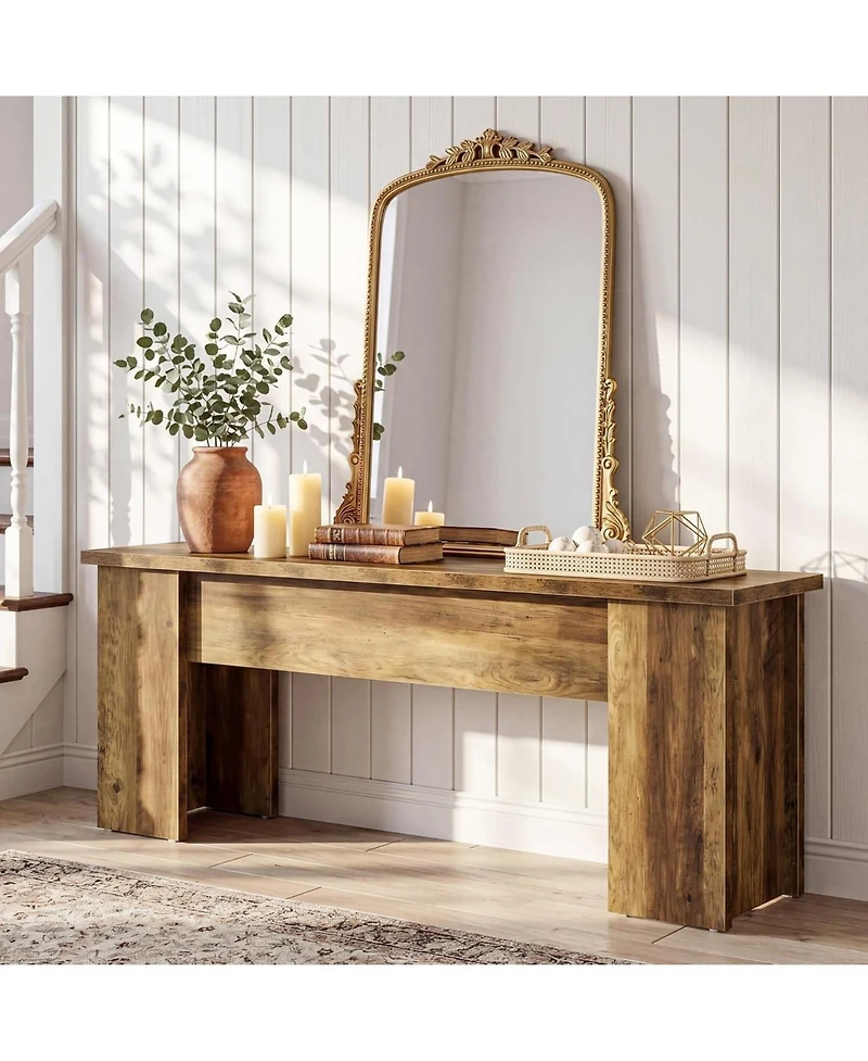 Tribesigns 63-Inch Low Console Table, Farmhouse Wooden Entryway Table, for Living Room, Entrance, Hallway