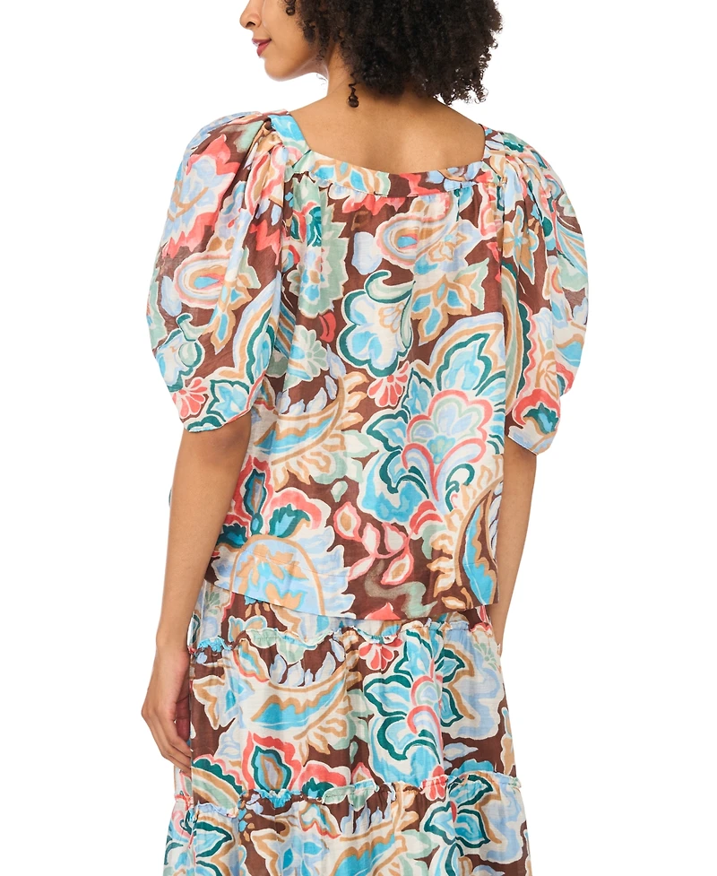 Sam & Jess Women's Square Neck Puff-Sleeve Top