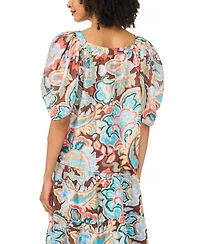 Sam & Jess Women's Square Neck Puff-Sleeve Top