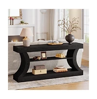 Tribesigns 70.9" Rectangle Wood Console Table with 3 Storage Shelves