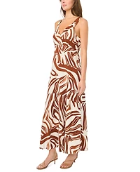 Msk Women's Abstract Print Tiered Maxi Dress