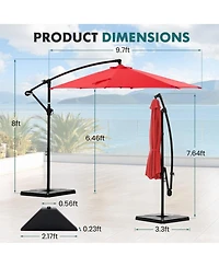 Yiortwo 9.7 Feet Offset Patio Umbrella Cantilever Outdoor Sun Shade With Tilt