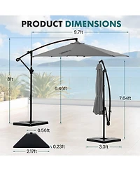 Yiortwo 9.7 Feet Offset Patio Umbrella Cantilever Outdoor Sun Shade With Tilt