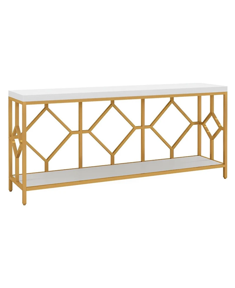 Slickblue 2-Tier Sofa Table with Open Storage Shelf, Extra Long Console Table