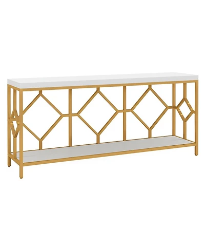 Slickblue 2-Tier Sofa Table with Open Storage Shelf, Extra Long Console Table