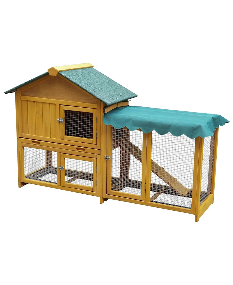 Streamdale Furniture Rabbit Hutch Indoor/Outdoor Bunny Cage with Run and Leak-Proof Tray