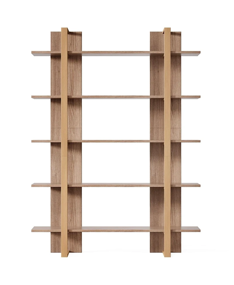 Slickblue 70.8 Inch Bookshelf with 5 Tier Etagere Display Shelves