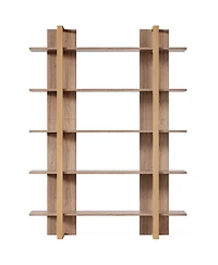 Slickblue 70.8 Inch Bookshelf with 5 Tier Etagere Display Shelves