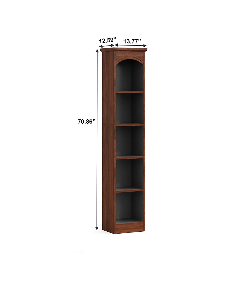 Slickblue Tall 5 Tier Narrow Bookshelf Display Rack with Cube Storage