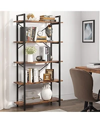 Slickblue Modern Industrial Bookshelf with Five Levels for Books and Accessoriess