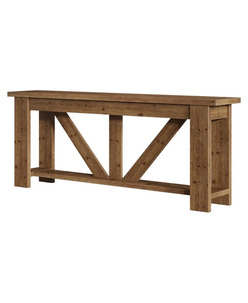 Slickblue 2-Tier Solid Wood Sofa Console Table with Storage for Behind Couch
