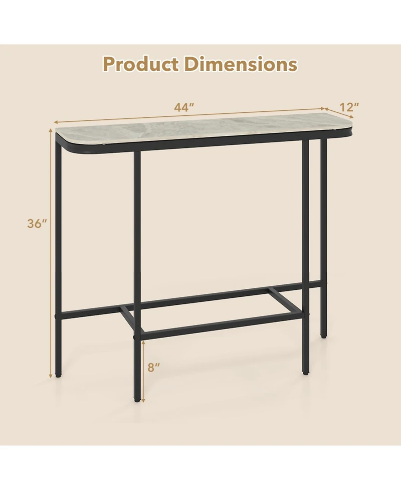 Slickblue Entryway Console Table with Faux Marble Top and Metal Frame