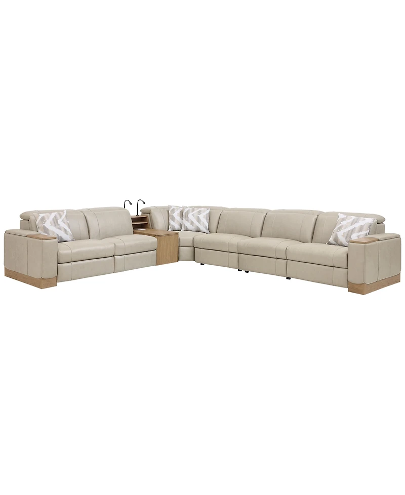 Maxyne 7-Piece L-Shape Sectional with 4 Power Motion Recliners and 1 Console, Macy's Exclusive