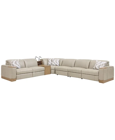 Maxyne 7-Piece L-Shape Sectional with 4 Power Motion Recliners and 1 Console, Macy's Exclusive