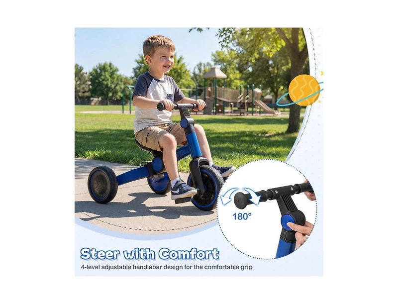 Slickblue Toddler 5-in-1 Balance Bike with Adjustable Seat and Removable Pedals